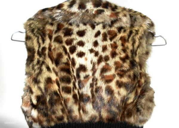 Guess леопардовый стильный жилет мех кролика -вязка, S-M (фото #8)