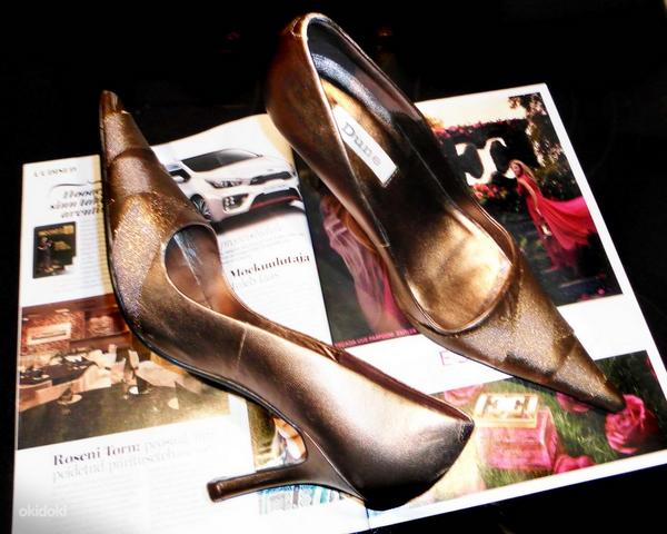 Dune нарядные кожаные бронзово-золотистые туфли, 39 (фото #1)