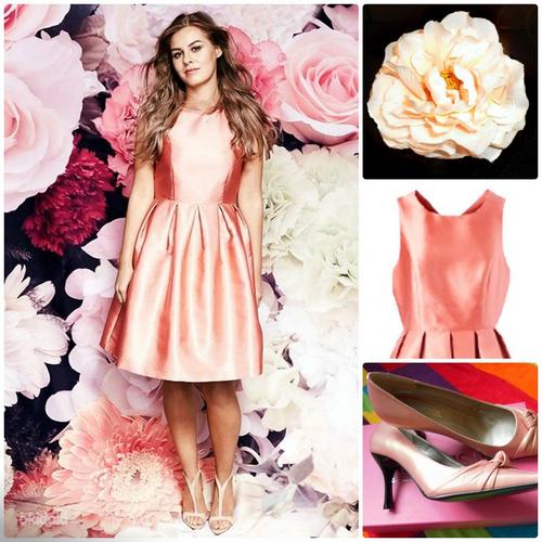 Праздничное персиково-розовое платье, 42-44-XL, новое (фото #1)