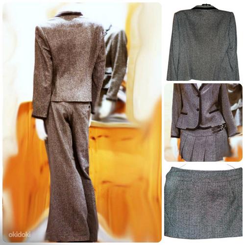 Стильный теплый костюм Mosaic- пиджак-брюки- юбка, S-M-36-38 (фото #3)