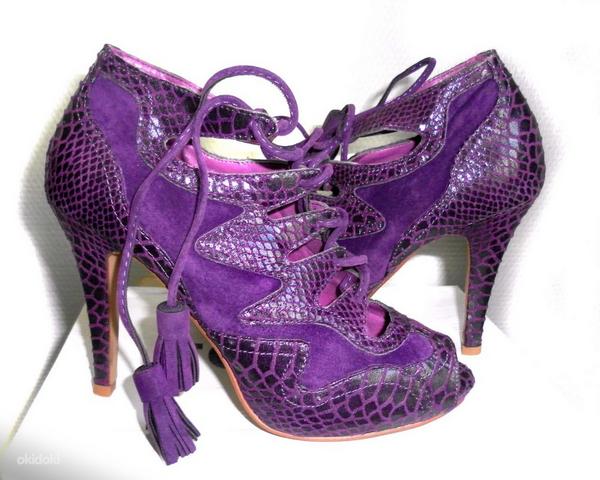 Эффектные сливово-лиловые туфли замш-кожа, 38, новые (фото #2)