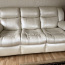 Кожаный прямой диван - перламутровый бежевый (фото #1)