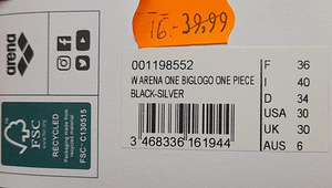 LOT! ARENA One Biglogo One Piece naiste ujumisriided 36F (3 foto / 3)
