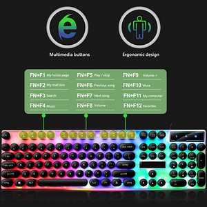Limeide GTX300 Juhtmega USB LED-klaviatuur hiirega, valge (5 foto / 8)