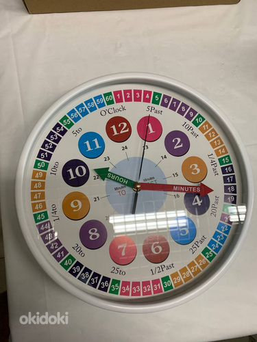 LOT!NEW Развивающие настенные часы для детей на английском языке Olock 30см (фото #1)