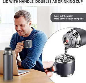LOT! Termos Topahgod 500 ml, tassi ja käepidemega roosa (5 foto / 6)