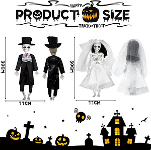 LOT! GZWY Halloweeni kaunistused, pruudi ja peigmehe luustik (4 foto / 10)