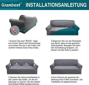 LOT! UUS Diivanikate Granbest, 3-kohaline, helehall (3 foto / 7)