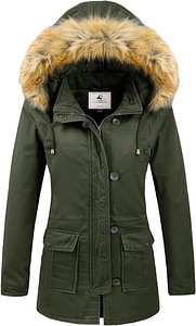 Uoiuxc naiste talvemantel, tuulekindel parka, roheline XL (1 foto / 7)