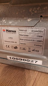 Nõudepesumasin Hansa HDW-45E (5 foto / 5)