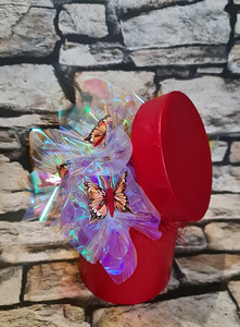 Karp kunstliblikatega Kõrgus 25cm Värvus punane (2 foto / 4)