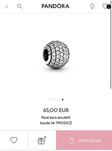 Pandora originaal amulett hõbest (1 foto / 3)