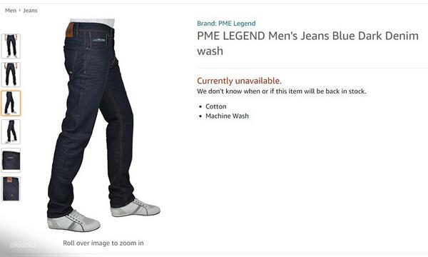 PME LEGEND Men's Jeans Blue Dark Denim wash W36 L34 (фото #8)