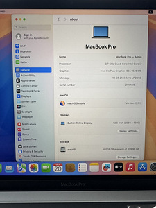 MacBook Pro i7/16GB/512GB (13.3-дюймовый, 2018) Touch Bar (6 фото из 7)