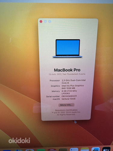 MacBook Pro 2017 13" 256 ГБ 2x порта Thunderbolt3 (фото #7)