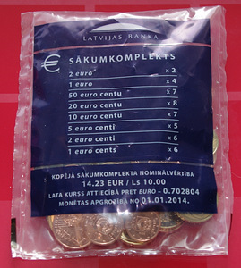 Стартовый комплект латышских евро монет 2014