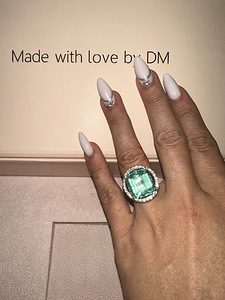 Smaragd/emerald 15,48 ct (!) teemant sõrmus, plaatina (1 foto / 8)