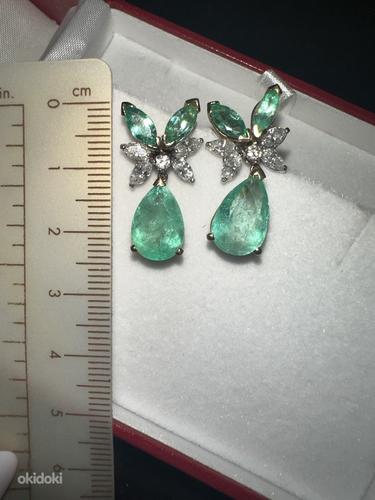 Teemant+Smaragd kõrvarõngad12.5 k(!!!) valge ja kollane kuld (foto #7)