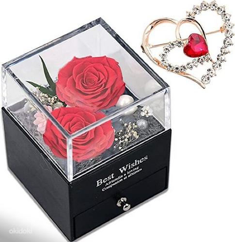 Подарочная коробка с вечной розой и женской брошью, украшен (фото #5)