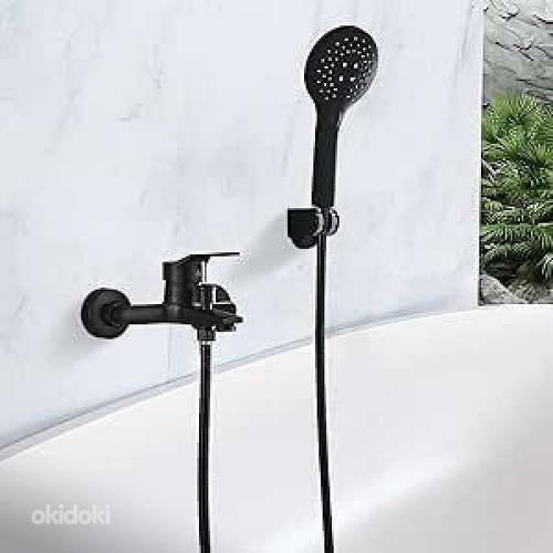 Смеситель для ванной комнаты с ручным душем черный! (фото #1)