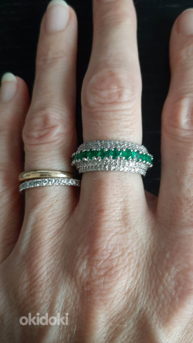 Серебряное кольцо с изумрудами и бриллиантами (микро) (фото #1)
