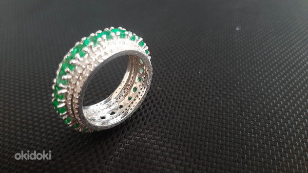 Hõbedast sõrmus smaragdidega ja teemantitega (mikro) (foto #5)