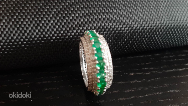 Серебряное кольцо с изумрудами и бриллиантами (микро) (фото #9)