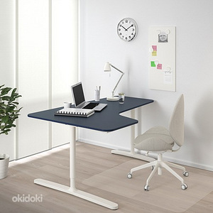 Töölaud kontorilaud IKEA BEKANT sinine/valge (3 foto / 5)