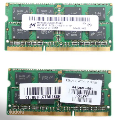 Mälud 8GB (2x4GB) DDR3L-1600 PC3L-12800S HP/Micron (foto #1)