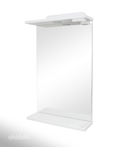 Зеркало Декор с полкой 50 см, белое, влагостойкий МДФ новое (фото #1)