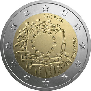 Латвия 2 euro 2015 Флаг Европы, UNC (1 фото из 1)