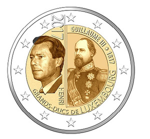 Люксембург 2 евро 2017.г "Grand Duke Guillaume III" UNC (1 фото из 1)