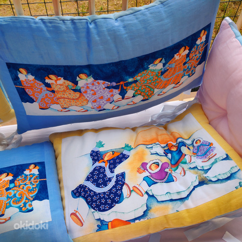 Декоративные боковые подушки на кроватку. Скидка 250€, Лён (фото #9)