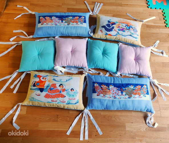 Декоративные боковые подушки на кроватку. Скидка 250€, Лён (фото #1)
