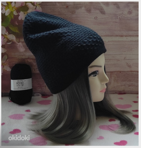 Новая женская зимняя шапочка 100% meriino 54/57 cm (фото #3)