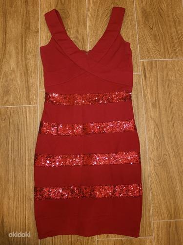 Tumepunane sädelev (litritega) kleit AMISU (foto #1)