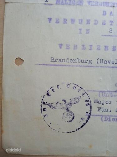 Немецкий 2 мс, 3 рейха черный знак раны с документом. (фото #6)