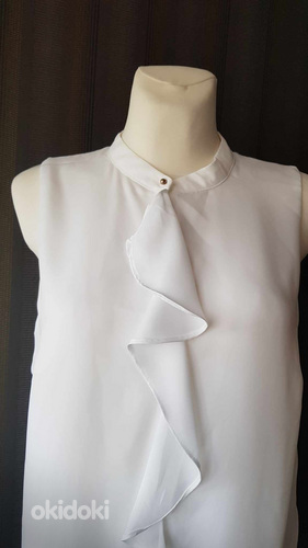 H & M новая блуза с оборками, бело-желтая XL / 40/42 (фото #5)