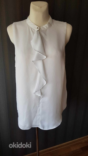 H & M новая блуза с оборками, бело-желтая XL / 40/42 (фото #6)