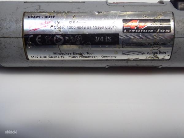 Аккумуляторная отвертка Milwaukee V4 IS + 2 Аку + Зарядка (фото #4)