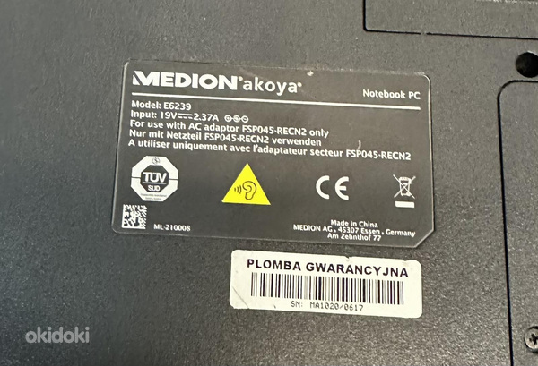 Ноутбук Medion Akoya E6239 + Зарядка (фото #4)