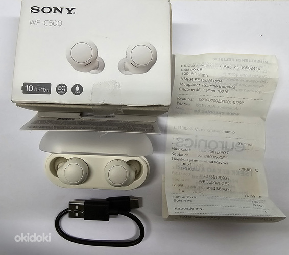 Bluetooth kõrvaklapid Sony WF-C500 + karp + tsekk (foto #2)