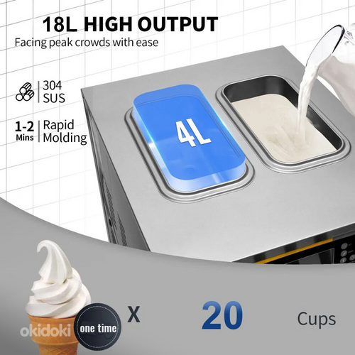 Pehme jäätise masin 1250W 2+1 maitset eeljahutus paisutus (foto #5)