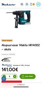 Uue akupuurvasara komplekt Makita HR140DZ + 2 KINGITUST! (2 foto / 7)