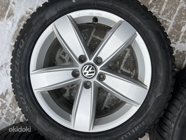 17" оригинальные диски Volkswagen 5x112 + двойные шины 215/55 (фото #1)