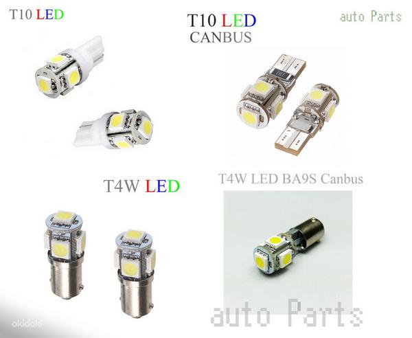 Pirn LED T10 ja T4W 5SMD 5050 tavaline ja canbus error free (foto #1)