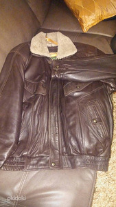 Мужская осенне-зимняя кожаная куртка с натуральным мехом, XL