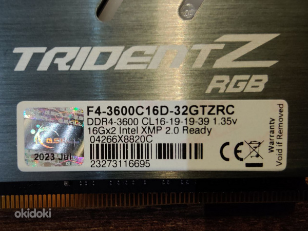 Оперативная память F4-3600C16D-32GTZNC (2x16GB) DDR4 3600MHz (фото #2)