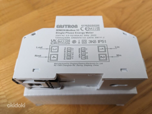 Eastron SDM230 Modbus RS485 однофазный счетчик электроэнергии (фото #5)