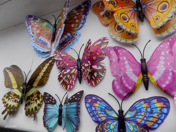 Бабочки на магнитах 12 шт, двойные крылья. Люминисцентные (фото #6)